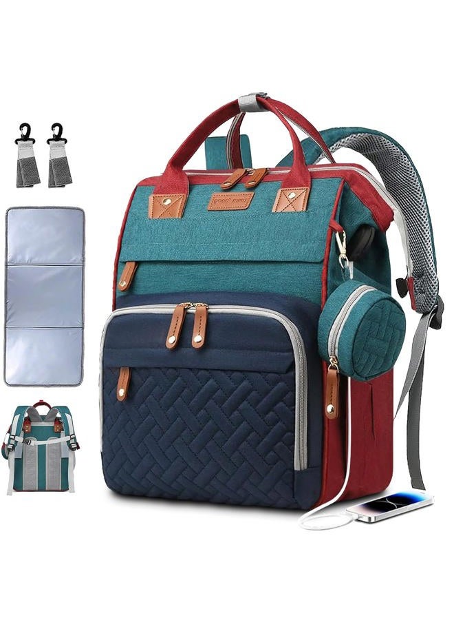 SHITIESHOU Diaper Bag Backpack Baby Bag for Mom Dad with Changing Pad, 19 Pockets, Large Waterproof Travel Baby Girl Boy Toddle Diaper Bag with Insulated Pocket, Baby Shower Gifts, Colorful - Image 1