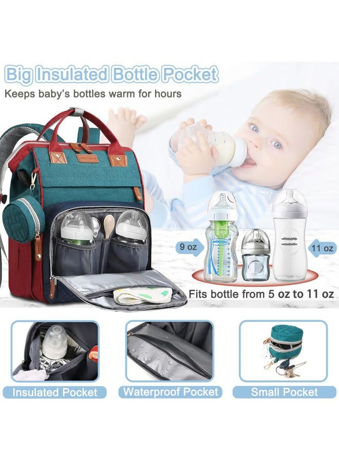 SHITIESHOU Diaper Bag Backpack Baby Bag for Mom Dad with Changing Pad, 19 Pockets, Large Waterproof Travel Baby Girl Boy Toddle Diaper Bag with Insulated Pocket, Baby Shower Gifts, Colorful - Image 2