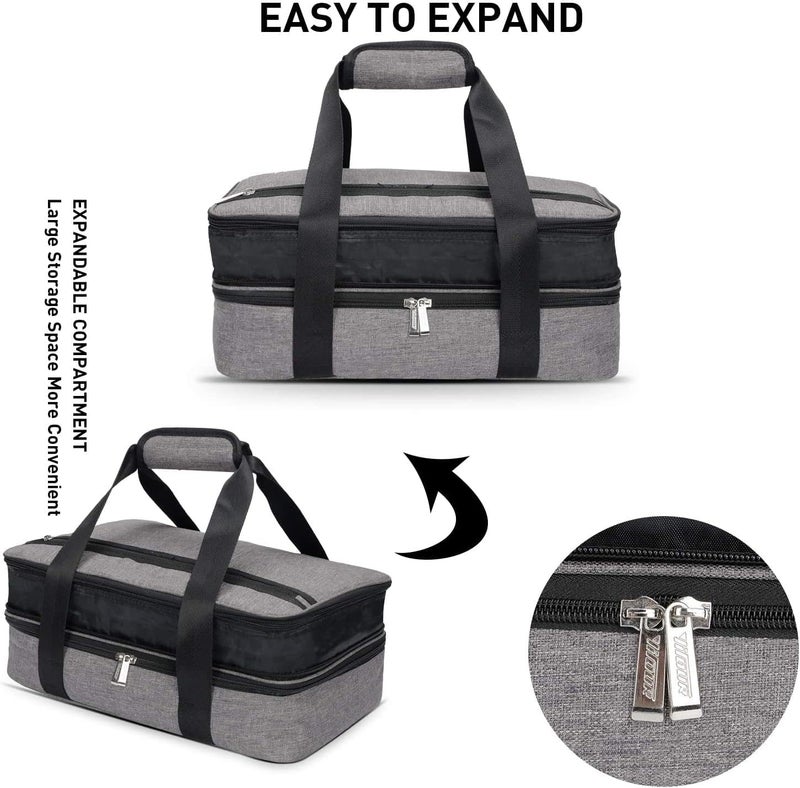 Hersent Lunch Bag Insulated Thermal Food Carrier,Insulated Double Casserole Carrier, 9"x13" Baking Dish Carrier, Padded Lasagna Holder, Expandable Hot And Cold Thermal Tote Bag, Casserole Dishes Travel Bag - Image 5