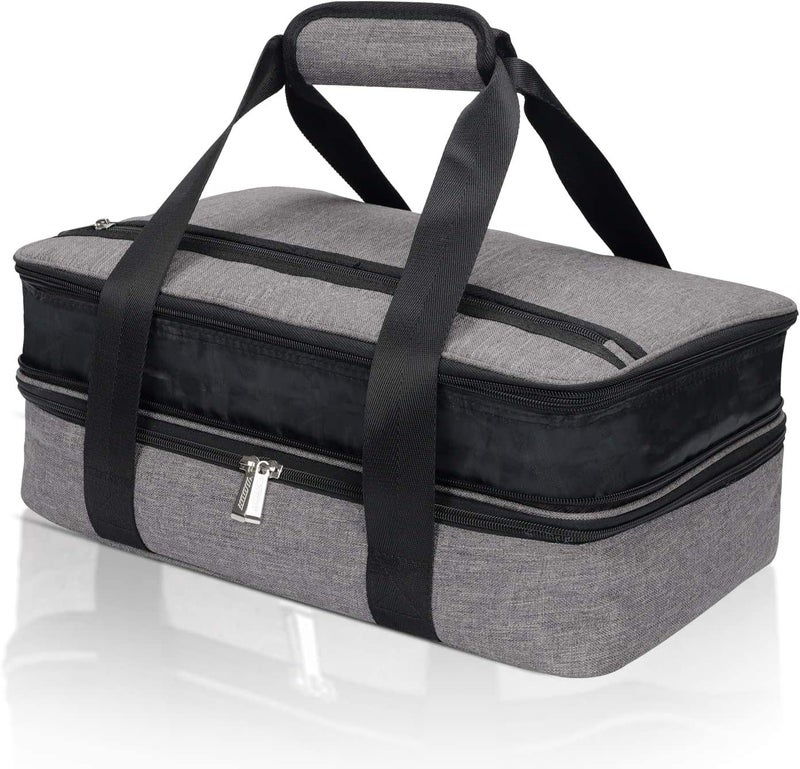 Hersent Lunch Bag Insulated Thermal Food Carrier,Insulated Double Casserole Carrier, 9"x13" Baking Dish Carrier, Padded Lasagna Holder, Expandable Hot And Cold Thermal Tote Bag, Casserole Dishes Travel Bag - Image 1