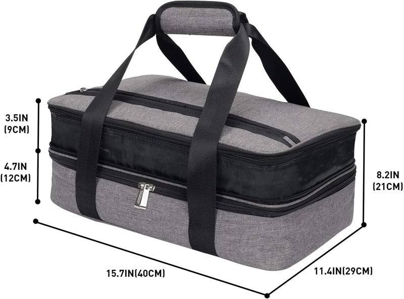 Hersent Lunch Bag Insulated Thermal Food Carrier,Insulated Double Casserole Carrier, 9"x13" Baking Dish Carrier, Padded Lasagna Holder, Expandable Hot And Cold Thermal Tote Bag, Casserole Dishes Travel Bag - Image 2