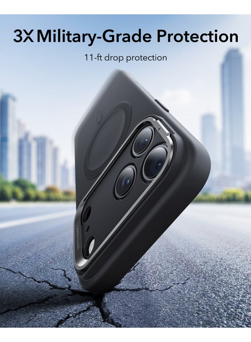 اي اس ار ESR Silicone Case for iPhone 17 Pro Max, Built-in Camera Stash Stand Compatible with MagSafe, Military-Grade Drop Protection Magnetic Phone Case for iPhone 17 Pro Max, Cloud Series BLACK - Image 5