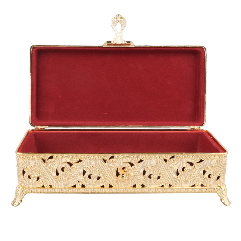 Vintage Metal Jewelry Box Soft Velvet Rust Protection Rectangular Trinket Box for Girl Women Necklace Earrings Rings Silver - Image 3