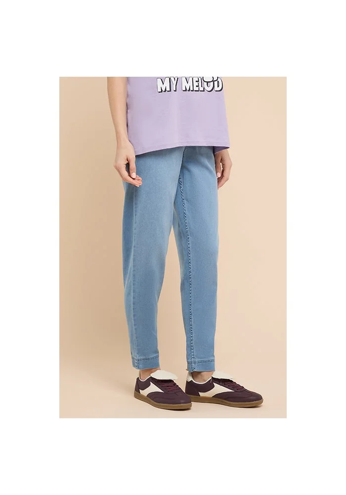 R&b  Washed Mom Fit Jeans with Button Closure for Women | Best Price UAE