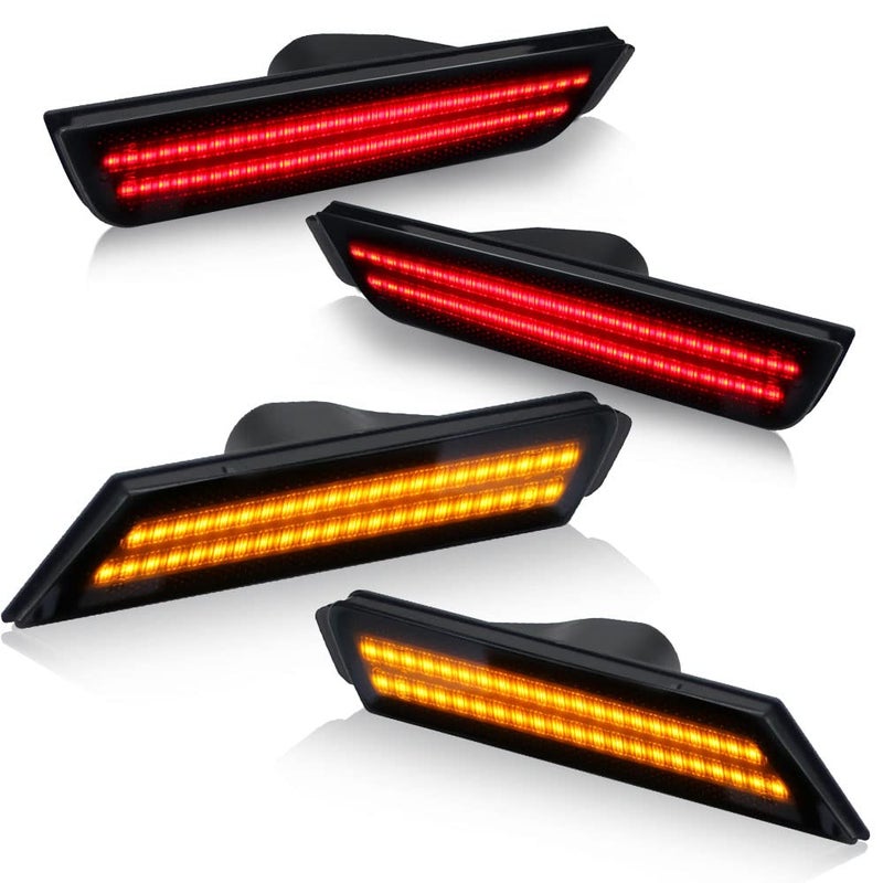 Bestview LED Side Marker Lights Compatible with Chevy Camaro 20102015Front Rear Fender Side Markers Smoked Lens Driver Passenger Side Bumper Lights Amber Red4PCS