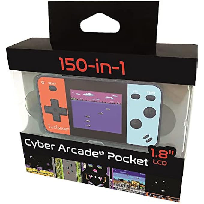 JL1895 PORTABLE HANDHELD CONSOLE CYBER ARCADE POCKET 150, 1.8" (4.5CM) COLOR LCD SCREEN, GAMING TOY FOR KIDS/TEENAGERS, BLUE/RED - Image 4