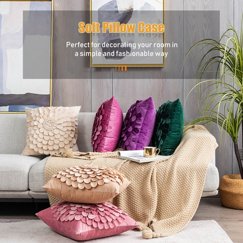 3D Flower-shaped Pillow Case Soft Cushion Cover Romantic Pillowcase With Hidden Zipper for Home Decor Bed Sofa Bedroom Car Decorative Pillowcase 18x18 Inch - Image 3