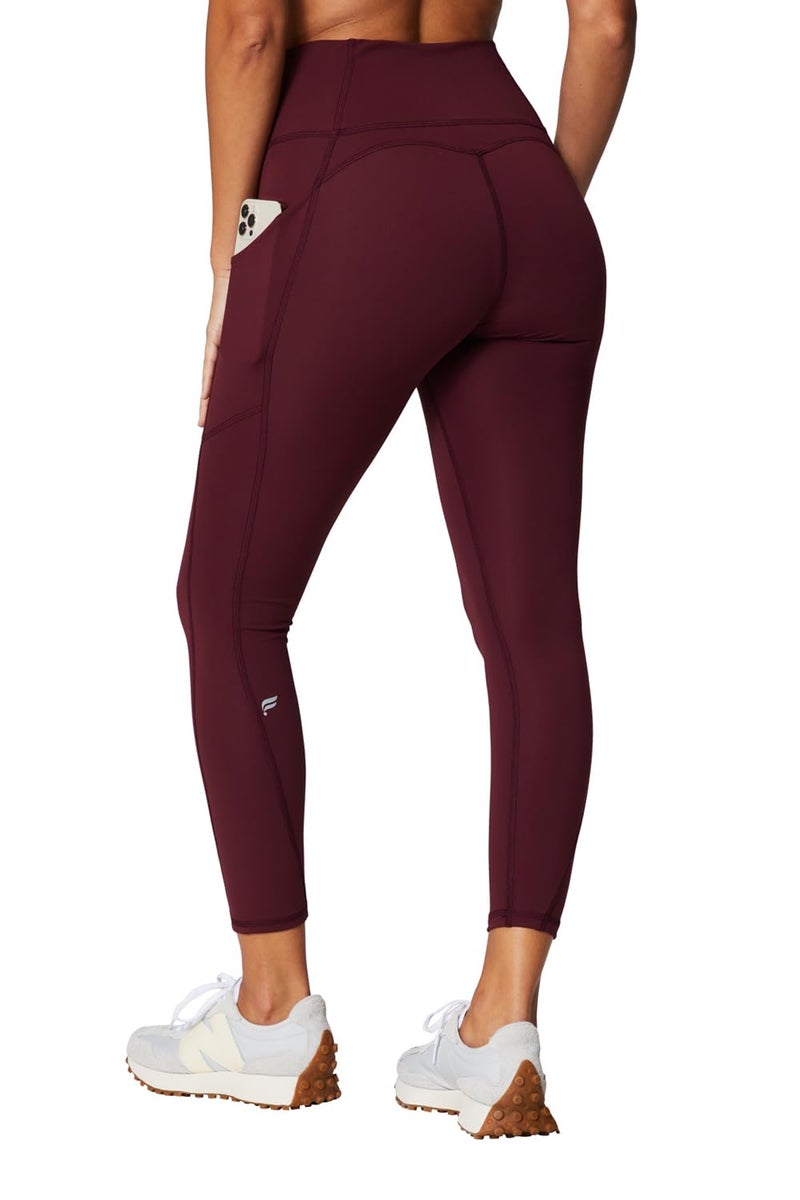 Fabletics Women's Oasis PureLuxe High-Waisted 7/8 Legging, Light Compression, Buttery Soft, L, Merlot - Image 1