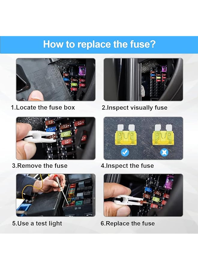 مجموعة متنوعة من فيوزات السيارات، 485 قطعة، 264 فيوز شفرة صغيرة للسيارات + 220 فيوز متوسط للسيارات + 1 أداة سحب فيوز للسيارات/السيارات الرياضية متعددة الاستخدامات/المركبات الترفيهية/القوارب/الشاحنات (2 أمبير، 3 أمبير، 5 أمبير، 7.5 أمبير، 10 أمبير، 15 أمبير، 20 أمبير، 25 أمبير، 30 أمبير، 35 أمبير، 40 أمبير) - Image 3