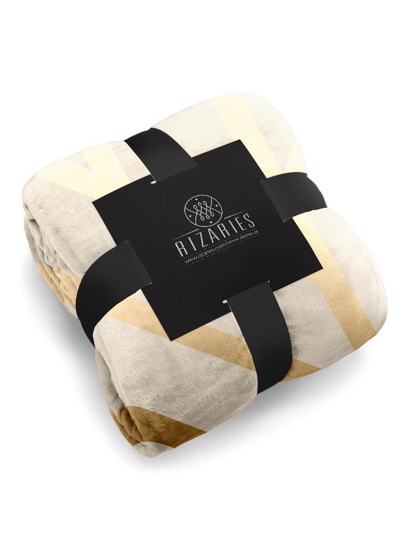 RIZARIES Soft Beige Gold Art Deco Sofa Blanket Throw - Image 2