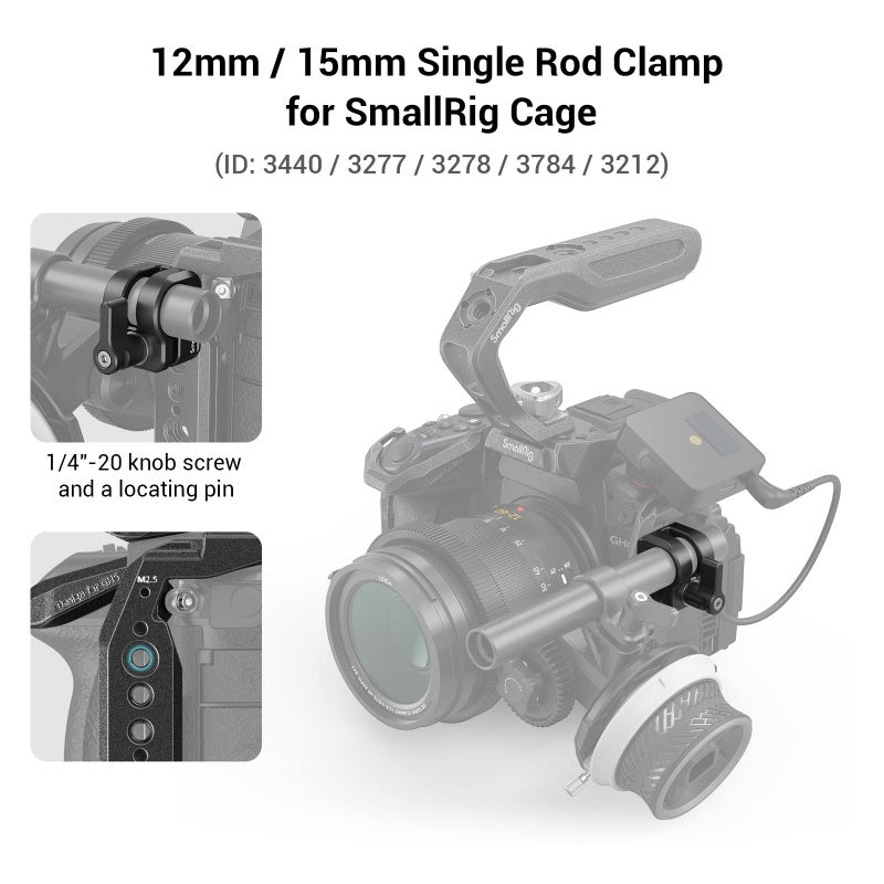 SmallRig 12mm/15mm Single Rod Clamp for SmallRig Cage 3440, 3277, 3278,3784 and 3212-3598 - Image 3