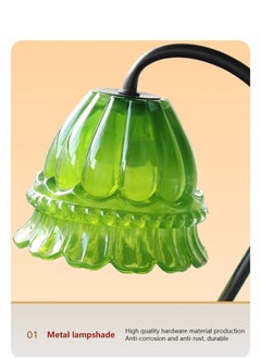 Onelight Green Camellia Shade Wax Lamp Candle Warmer Lamp with High Transparency Glass Stepless Dimming Rapid Melting Solid Wood Base Ideal for Home Decor and Aromatherapy, Black Marble Base  - Image 5