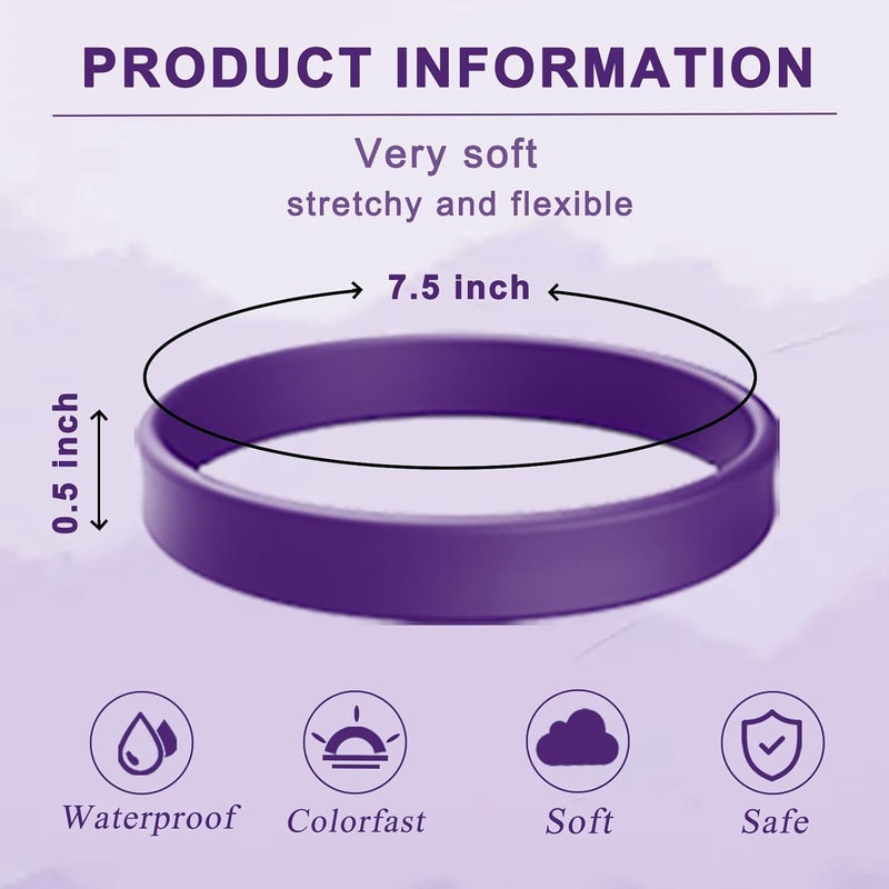 ZiKON 12 Pcs Solid Color Silicone Wristbands Blank Stretch Silicone Wristbands Colorful Rubber Bracelets for Women Men Gifts - Image 2