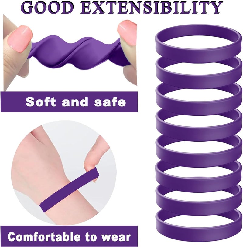 ZiKON 12 Pcs Solid Color Silicone Wristbands Blank Stretch Silicone Wristbands Colorful Rubber Bracelets for Women Men Gifts - Image 4