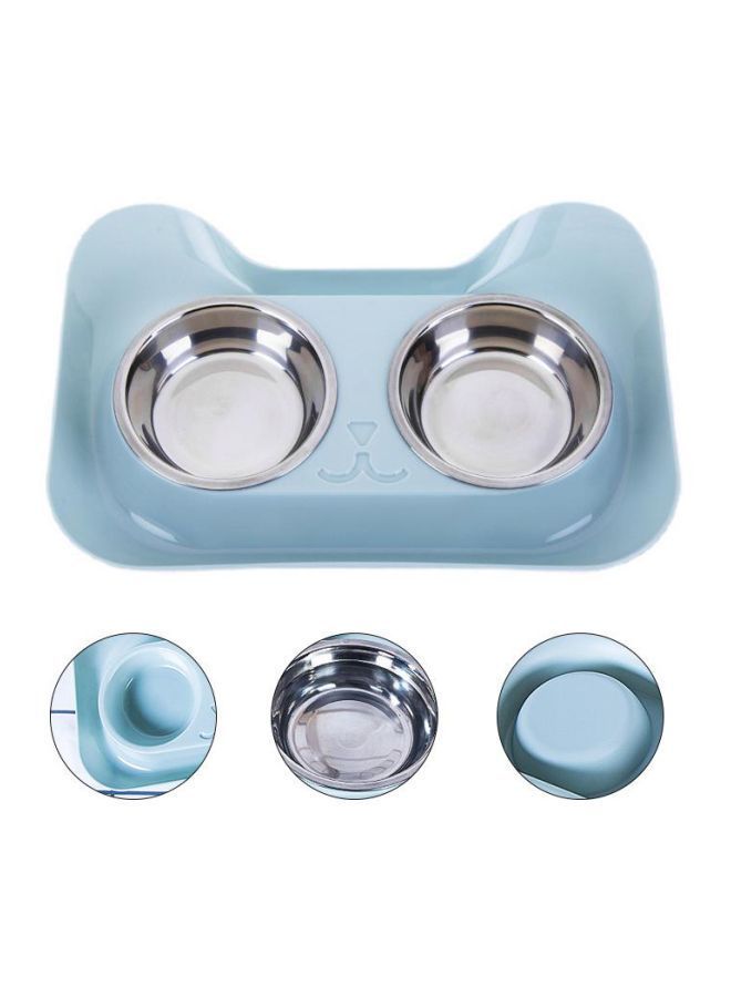 NIBEMINENT 2-Piece Pet Food Bowl Silver/Blue - Image 2