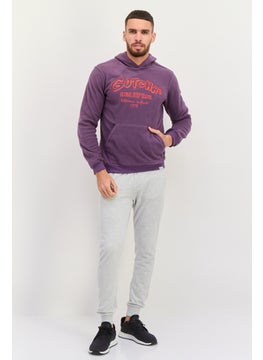 Gotcha Men Hooded Long Sleeve Embroidered Logo Sweatshirts, Purple  - Image 4