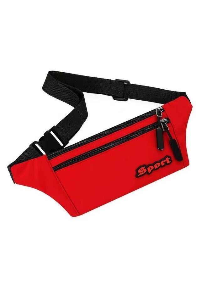 Generic Sports Outdoor Waist Bag Lightweight Invisible Thin Running Mobile Phone Waist Bag Close-fitting Cycling Bag Men's And Women's Wallet Mobile Phone Bag-Color:Red  - Image 1