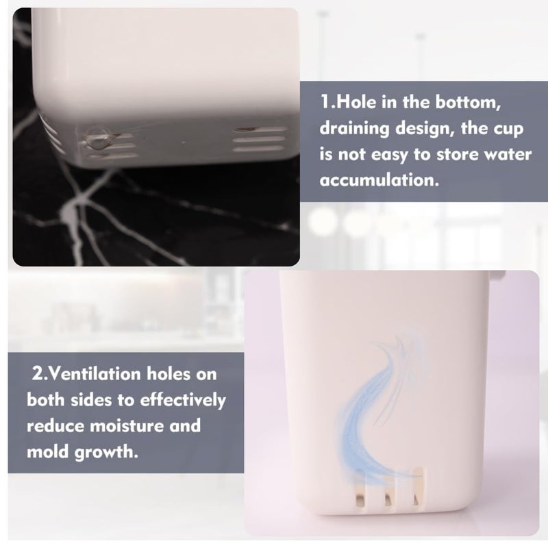 HYLOL Plastic Drill-Free Removable Wall Mounted Toothbrush Holder with Strong Self Adhesive Hook Sticker, Toothpaste Holder, Holder for Shaver, Razor & Make Up Brushes Kitchen & Dinning (2), White - Image 5