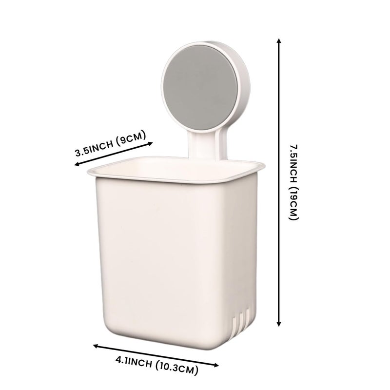 HYLOL Plastic Drill-Free Removable Wall Mounted Toothbrush Holder with Strong Self Adhesive Hook Sticker, Toothpaste Holder, Holder for Shaver, Razor & Make Up Brushes Kitchen & Dinning (2), White - Image 2