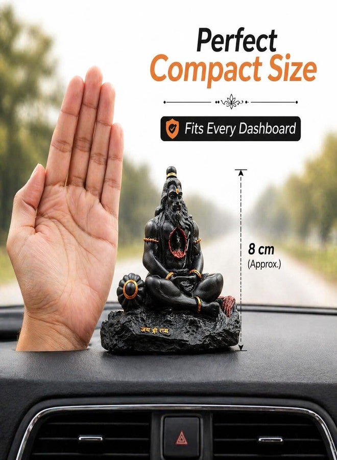 CHULO Hanuman Ji Idol for Car Dashboard, Bajrang Bali Murti for Home Temple, Black Matte Polyresin Statue for Protection, Good Luck & Vastu, Gift Item for Car, Office & Pooja (8 cm) - Image 2