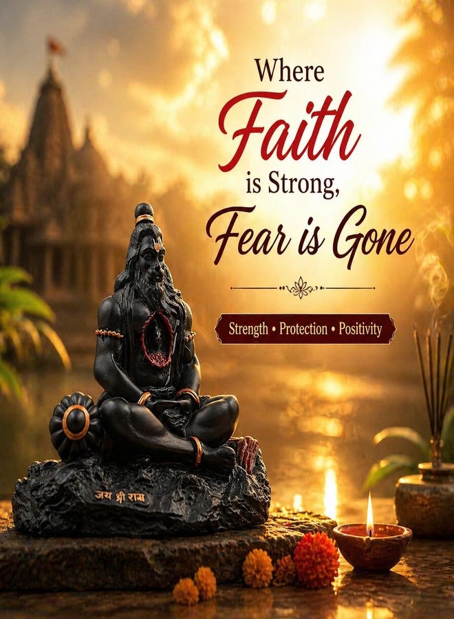 CHULO Hanuman Ji Idol for Car Dashboard, Bajrang Bali Murti for Home Temple, Black Matte Polyresin Statue for Protection, Good Luck & Vastu, Gift Item for Car, Office & Pooja (8 cm) - Image 5