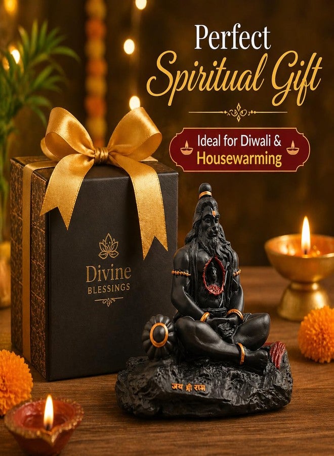 CHULO Hanuman Ji Idol for Car Dashboard, Bajrang Bali Murti for Home Temple, Black Matte Polyresin Statue for Protection, Good Luck & Vastu, Gift Item for Car, Office & Pooja (8 cm) - Image 3