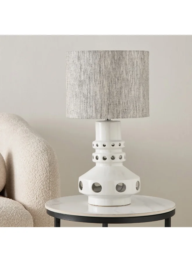 Home Box Zoe Vertell Ceramic Table Lamp With Linen Shade 58 X 32 Cm