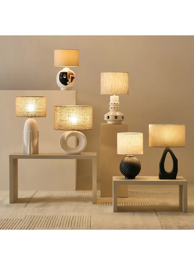 Home Box Zoe Vertell Ceramic Table Lamp With Linen Shade 58 X 32 Cm