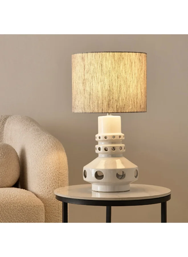 Home Box Zoe Vertell Ceramic Table Lamp With Linen Shade 58 X 32 Cm