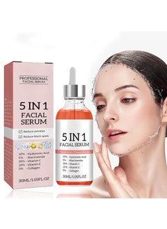 Rosarden Vitamin C Face Serum 5 In 1 Anti Aging Serum With Vitamin C Vitamin E Hyaluronic Acid Collagen and Nicotinamide Vitamin C Serum For Facial Moisturizing Firming Skin And Even Skin Tone 30ml 