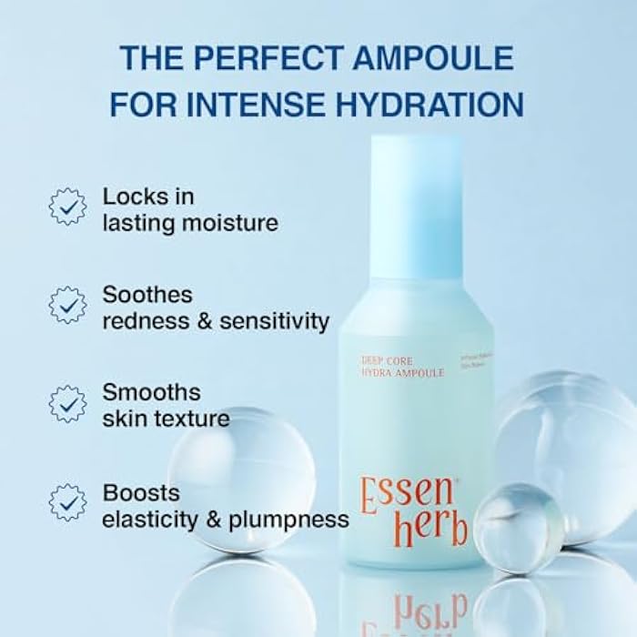 ESSENHERB Deep Core Hydra Ampoule – Korean Skincare Moisture-Layering Serum with Hyaluronic Acid, Panthenol & Botanical Complex – Lightweight Hydration for Dry or Combination Skin – 4.05 fl oz (120ml) - Image 4
