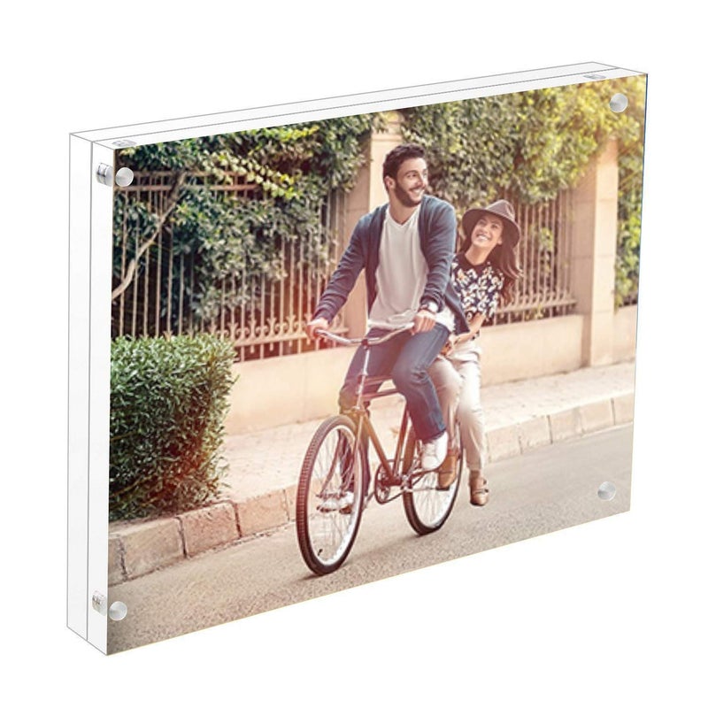 Cq acrylic Cq acrylic 6 x 8 Acrylic Magnetic Picture FrameClear Floating Double Sided Plexiglass Magnet Lucite Frames for Family Baby Wedding Certificate and Diploma FramePack of 1  - Image 1