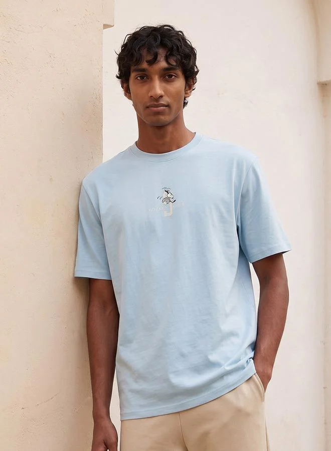 SP Characters Snoopy Regular Fit Cotton Crew Neck T-shirt
