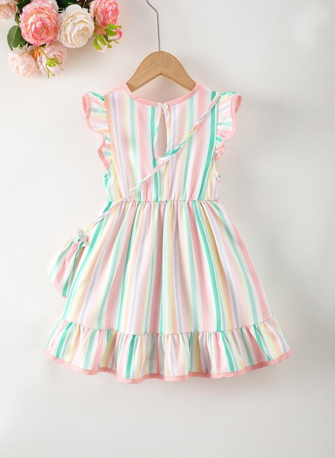 Saeaby Toddler Girl Dress Little Girls 4T 5T Clothes Summer Rainbow Dresses for Kids Beach Sundress Active Playwear Sleeveless Outfits 4-5 Year Old Girls' - Image 3