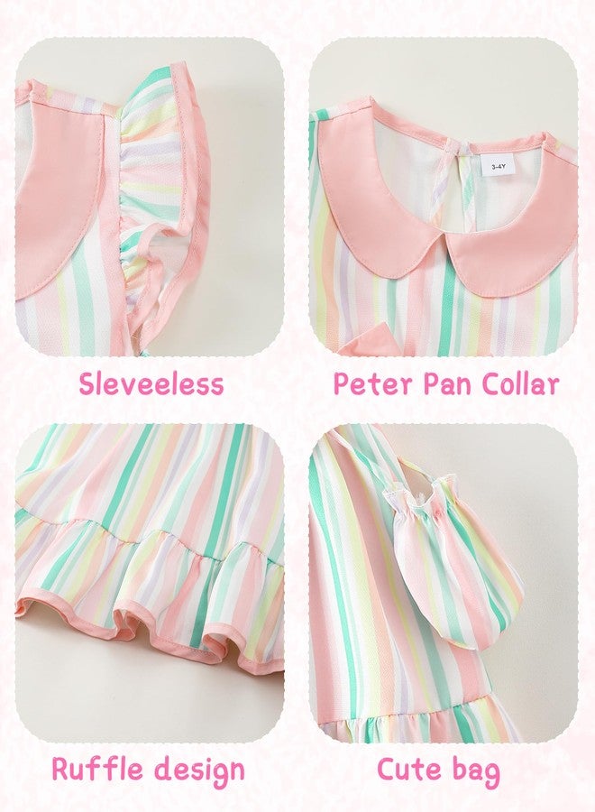 Saeaby Toddler Girl Dress Little Girls 4T 5T Clothes Summer Rainbow Dresses for Kids Beach Sundress Active Playwear Sleeveless Outfits 4-5 Year Old Girls' - Image 4