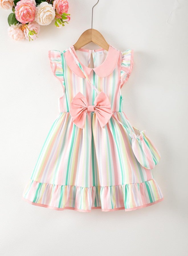 Saeaby Toddler Girl Dress Little Girls 4T 5T Clothes Summer Rainbow Dresses for Kids Beach Sundress Active Playwear Sleeveless Outfits 4-5 Year Old Girls' - Image 2