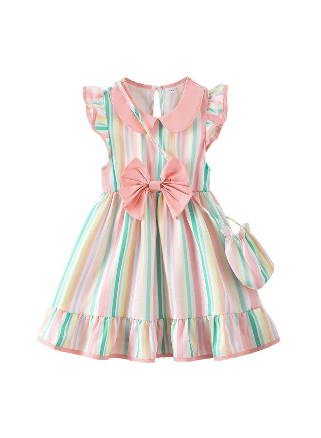 Saeaby Toddler Girl Dress Little Girls 4T 5T Clothes Summer Rainbow Dresses for Kids Beach Sundress Active Playwear Sleeveless Outfits 4-5 Year Old Girls' - Image 1