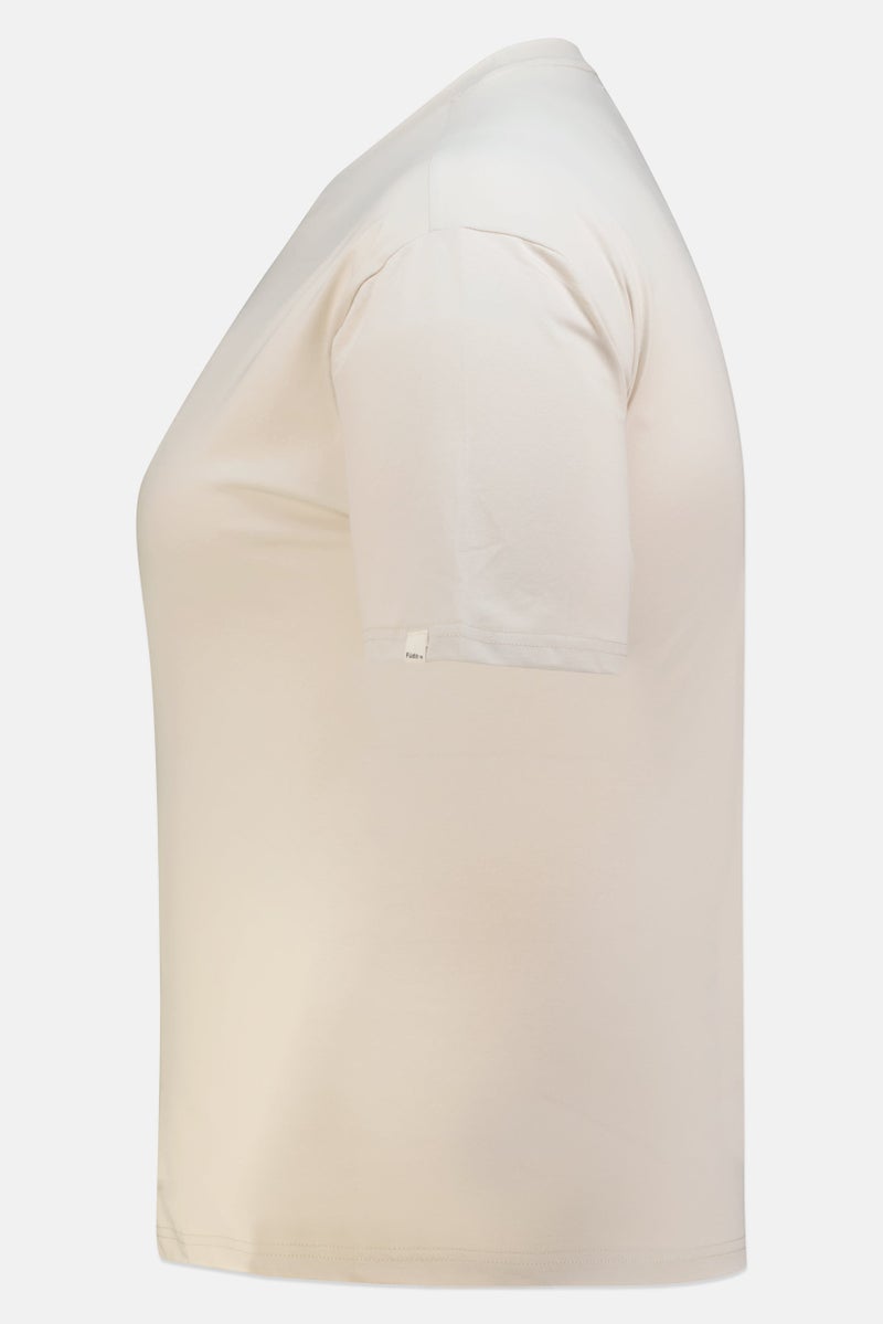 Fudo Men Crew Neck Short Sleeve Solid T-Shirt, Beige - Image 2