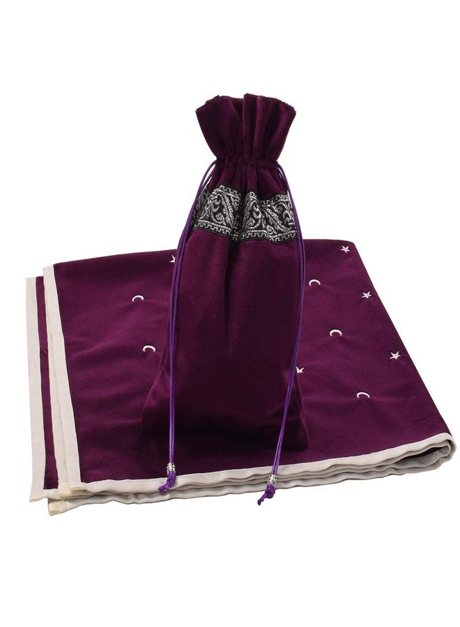BLESSUME Altar Tarot Card Table Cloth with Tarot Bag Divination Wicca Velvet (Purple 2) - Image 2