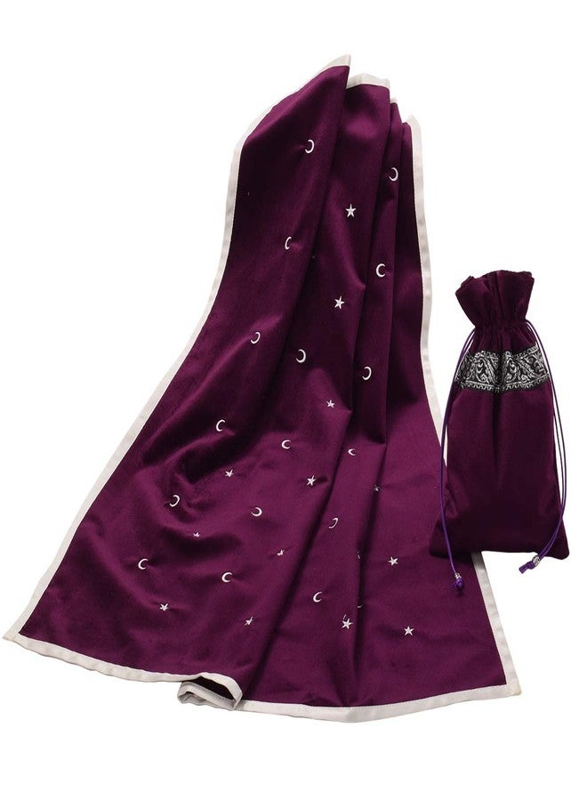 BLESSUME Altar Tarot Card Table Cloth with Tarot Bag Divination Wicca Velvet (Purple 2) - Image 1
