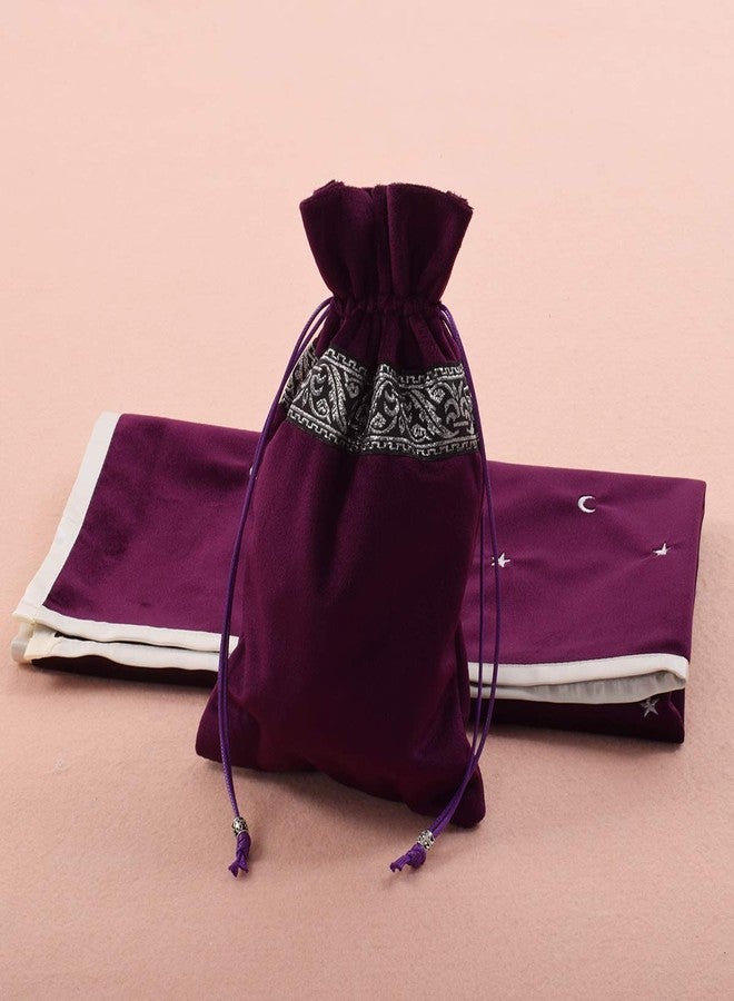 BLESSUME Altar Tarot Card Table Cloth with Tarot Bag Divination Wicca Velvet (Purple 2) - Image 5