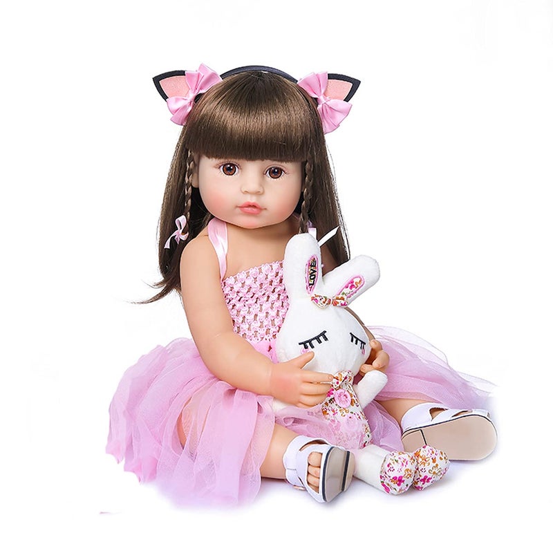 Wamdoll دمية وامدول 22 بوصة 55 سم وجه حلو واقعي حجم طفل حقيقي دمية مولودة جديدة مصنوعة من السيليكون والفينيل جسم كامل للأطفال في عيد الميلاد - Image 3