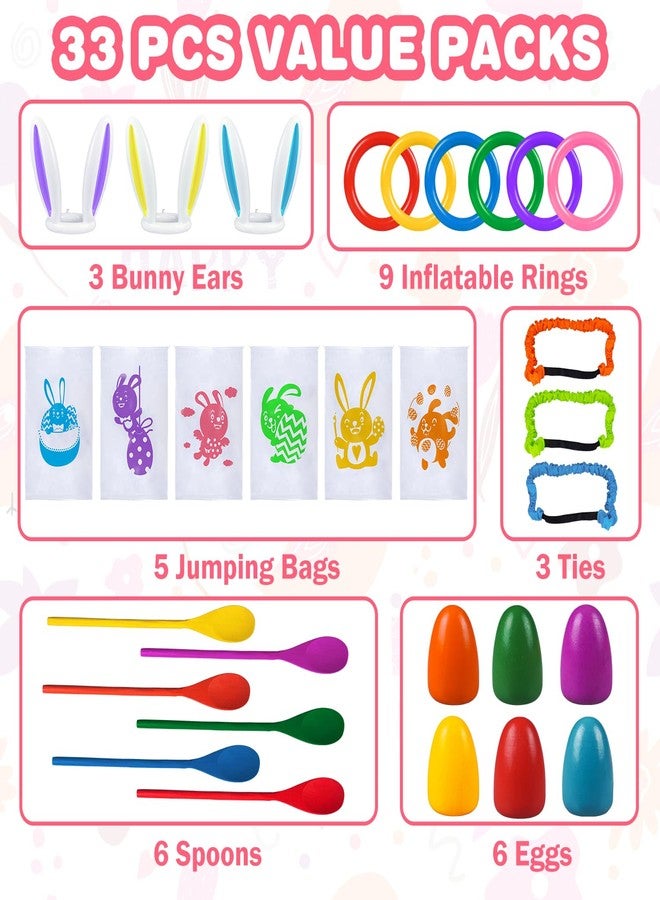 digi Easter Games for Kids and Family- 33 Pcs Potato Sack Race Bags,Egg and Spoon Race,Legged Relay Race Bands Easter Gifts Toys for Kids Outdoor Eggs Hunt Party Favors Activities（Over 3 years old） - Image 5