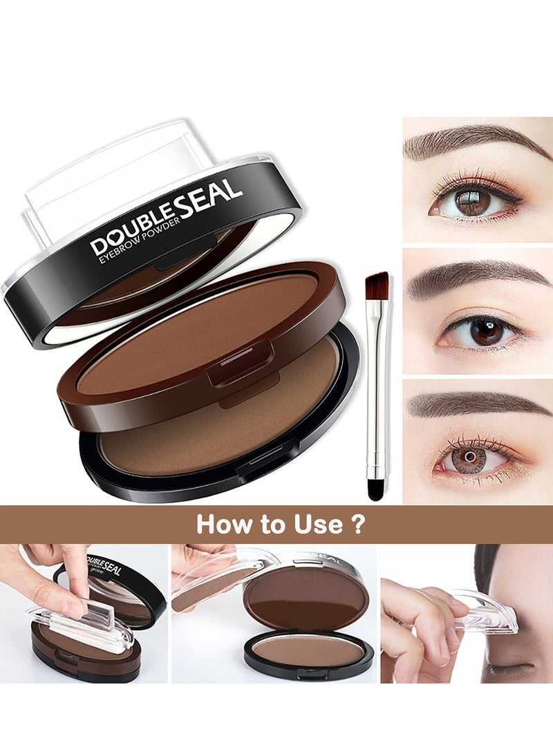 SYOSI 2 Color Eyebrow Powder Palette, Two-tone Eyebrow Powder, Waterproof Brow Powder, Brow Definer Powder Eyebrow Filler to Shape Perfect Brow, Nature Eye Brow Powder Kit (2PCS Dark Brown + Light Brown) - Image 2