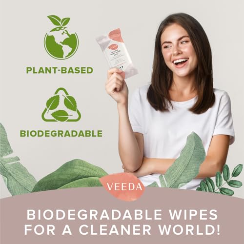 Veeda Plant-Based Feminine Wipes – pH-Balanced, Hypoallergenic & Biodegradable Wipes for Sensitive Skin, Fragrance-Free Travel Sized Wipes – 120 Count - Image 5