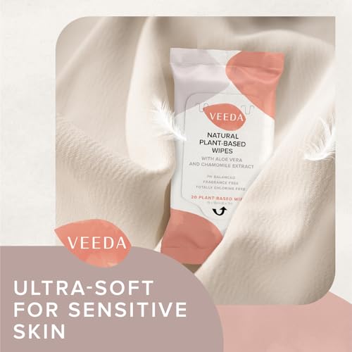 Veeda Plant-Based Feminine Wipes – pH-Balanced, Hypoallergenic & Biodegradable Wipes for Sensitive Skin, Fragrance-Free Travel Sized Wipes – 120 Count - Image 3