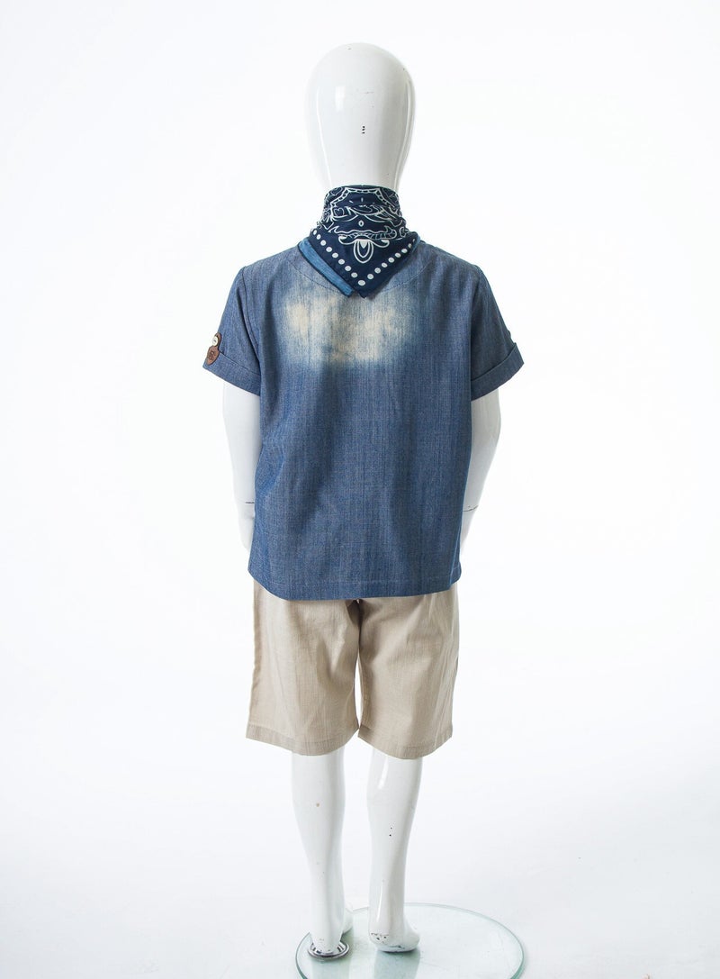 Hype Boys' two-piece summer set (shirt + shorts) with scarf, for ages 4 to 8 years, 6621 - Image 5