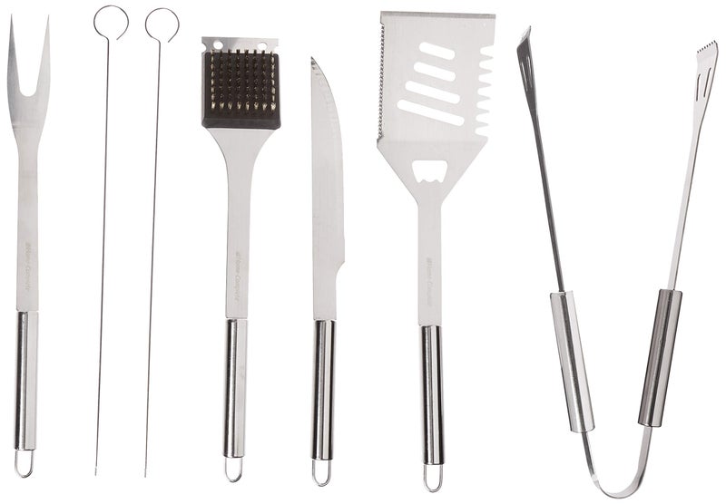 Home-Complete 7-Piece BBQ Grill Tool Kit - Stainless Steel BBQ Accessories Kitchen Set With Spatula, Tongs, Fork, Knife, Brush, Skewers, and Case by Home-Complete - Image 2