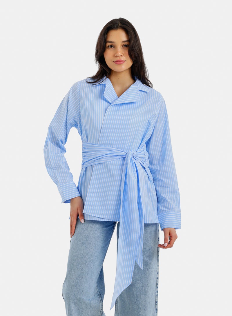 Carina Striped Belted Shirt - Image 1