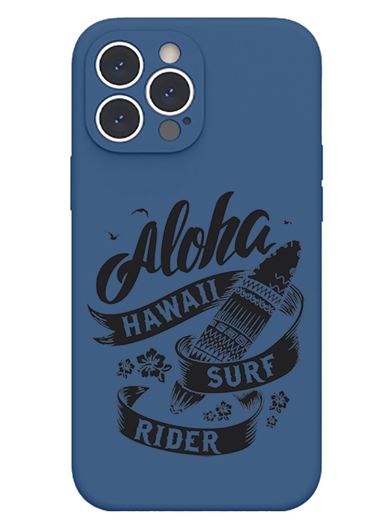 Theodor Protective Slim Fit Case Liquid Silicone Cover with Full Body Protection Anti-Scratch Shockproof Case For iPhone 12 Pro Max Blue  - Aloha hawaii Surf rider Black copy - Image 1